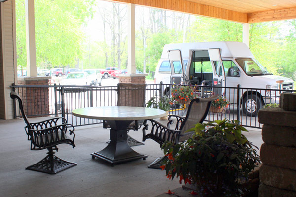 Covered outdoor patio area