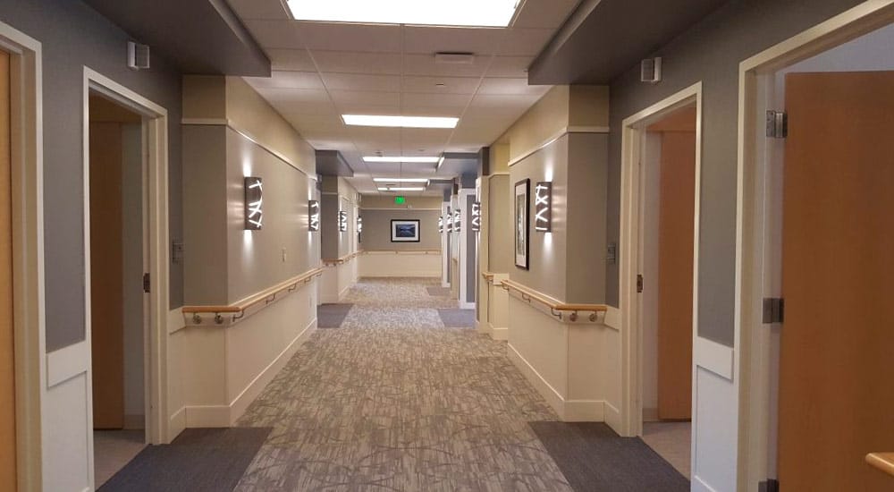 Hickory Heights has wide hallways to accommodate our rehabilitation residents