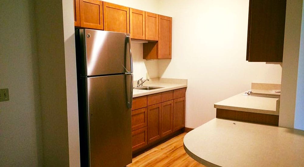 Kitchen option in one of the apartments at The Pines, RCAC Assisted Living